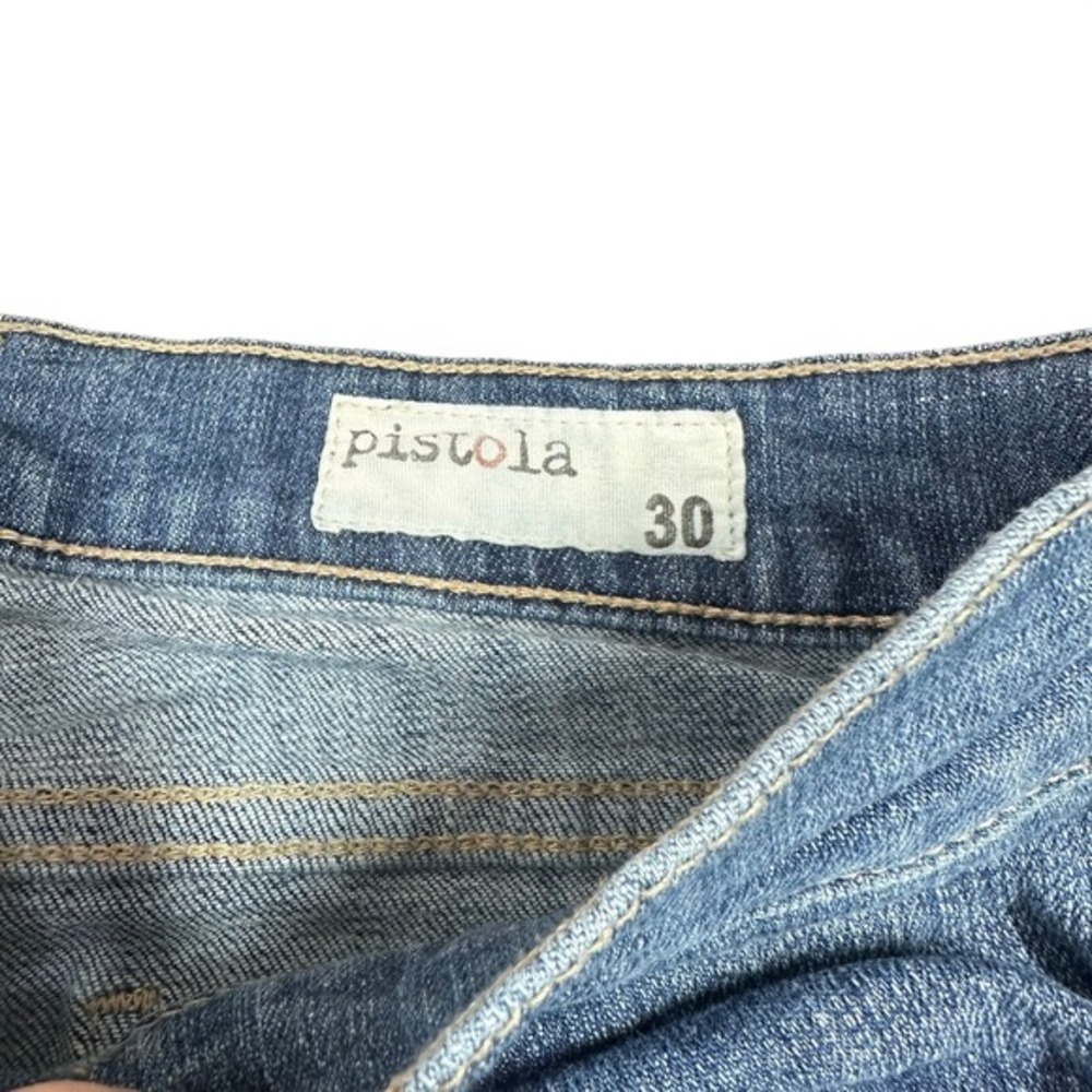 Pistola Size 30 Y2K Distressed Flare Jeans Medium Wash Frayed Hem Chewed Hem - Picture 4 of 9